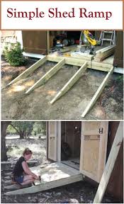 Cut the angles off of the 2 x 4's with a skillsaw. How To Build A Shed Ramp The Right Way Storage Shed Plans Shed Ramp Simple Shed Building A Shed