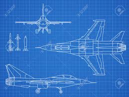 Military Jet Aircraft Drawing Vector Blueprint Design Aircraft