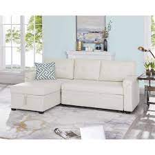 Sectional Sofa In Cream With Chaise