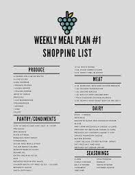 weight watchers weekly meal plan