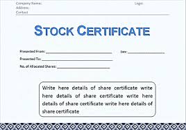 Stock Certificate Formatstock Certificate Template 2557
