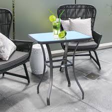 Outsunny 34 H Square Patio Bistro Table Outdoor Garden Steel Tempered Glass