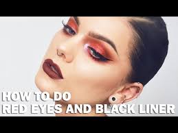 red makeup with black eyeliner linda