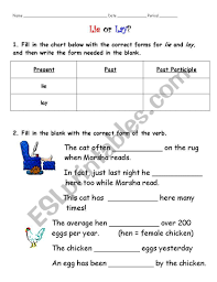 English Worksheets Lie Or Lay