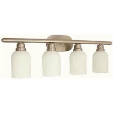 Try using lighting schemes like track lights, settled canisters and wall sconces for your bathroom. Monument Part 2479608 Monument 4 Light Brushed Nickel Bath Light Wall Sconces Home Depot Pro