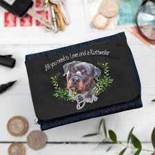 personalised rottweiler dog denim purse