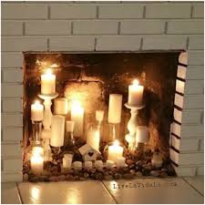 Rustic Faux Fireplace Candle Display