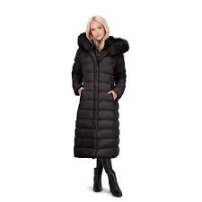 Tahari Womens Nellie Black Long Quilted