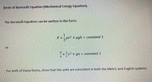 Bernoulli Equation Mechanical Energy