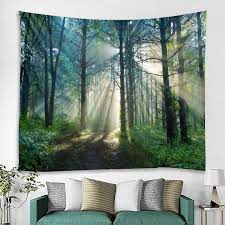 Misty Forest Tree Printed Large Wall