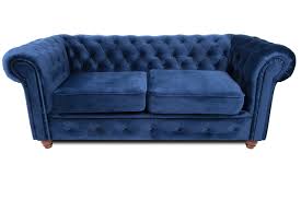 chesterfield 2 seater sofa blue trio