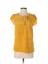 Details About Old Navy Women Yellow Short Sleeve Blouse Sm Petite