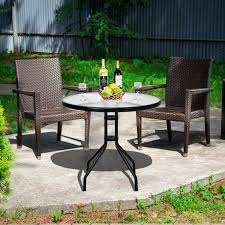 Outdoor Patio Round Tempered Glass Top