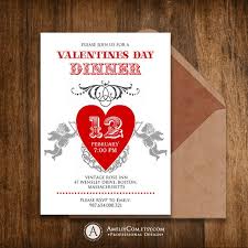 Printable Valentine Day Dinner Invitation Invite Heart Etsy