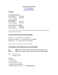 tom s calorie calculators handout pdf