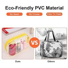 5 pack clear pvc zippered portable