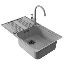 3d model kitchen sink with mesh faucet