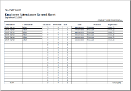 Employee Attendance Record Sheet Template Word Excel