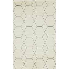 unique loom geometric trellis frieze area rug 5 x 8 ivory