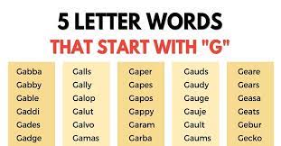 5 letter words that start with g