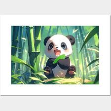 cute baby panda in bamboo forest