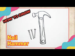 how to draw nail hammer you
