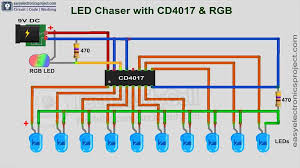 4017 led chaser circuit diagram with