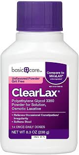 Brings relief to occasional constipation (irregularity). Amazon Com Amazon Basic Care Clearlax Polyethylene Glycol 3350 Powder For Solution Osmotic Laxative 8 3 Ounce Health Personal Care
