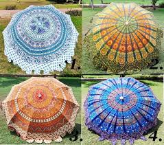 Outdoor Patios Peacock Mandala Umbrella