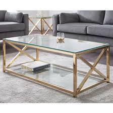 Maemi Glass Coffee Table With Gold