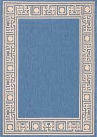blue greek key border outdoor rug