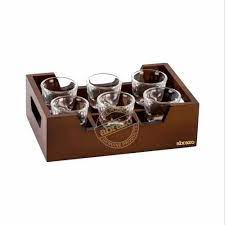 Assorted Wooden Shot Glass Tray For