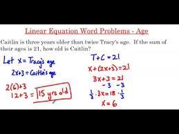 Linear Equation Word Problems Age