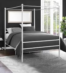 Learn to match your bedding to mattress dimensions and shop expertly with our complete guide to mattress sizes, comforter sizes there are even mattress sizes peculiar to single companies! Buy Metallic Canopy Queen Size Poster Bed In White Finish By Twigs Direct Online Poster Beds Beds Furniture Pepperfry Product