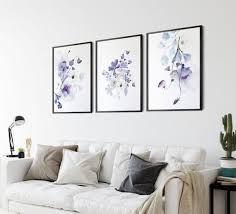 Purple Fl Wall Art Set Of 3 Lilac