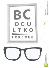 Glasses And Eye Test Chart Vector Illustration Stock Vector