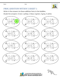 Addition Subtraction Worksheets For Kindergarten Within Frog