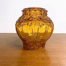 Vintage Amber Glass Lamp Shade Globe
