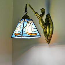 Blue Wall Sconce In Stained Glass With