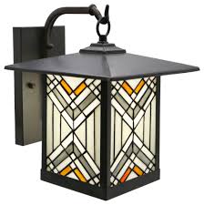 11 75 H Craftsman 1 Light Stained Glass Oil Rubbed Bronze Outdoor Light Fixture Craftsman Outdoor Wall Lights And Sconces By River Of Goods