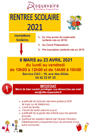 Samedi, 14 août 2021 05:00 mise à jour samedi, 14 août 2021 05:00. Inscriptions Rentree Scolaire 2021 2022 Mairie De Roquevaire