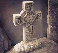 celtic cross stoneware garden ornament