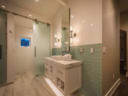 Shower With Frosted Glass Barn Door