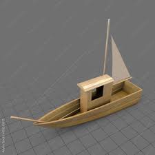 wooden toy sailing boat stock 3d et