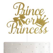 Amazon.com: ALPHA K Prince or Princess Cake Topper, Gender Reveal Cake  Topper, Baby Shower Party Decoration with Premium Gold Glitter : Grocery &  Gourmet Food