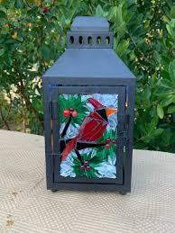 Mosaic Cardinal Lantern Garden Lantern