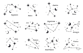 set of twelve constellations zodiacal