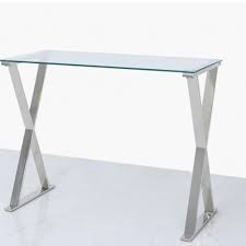 Glass desks & computer tables : Taylor Glass And Stainless Steel Cross Desk Glass Computer Desk