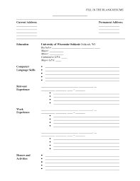 Printable Resume Template Blank Tjfs Journal Org