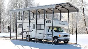 A basic carport requires six posts, one at each corner of the rectangle, and two more at the middle positions along the 16 foot (4.9 m) length. Home Rv Storage Shelter Protection